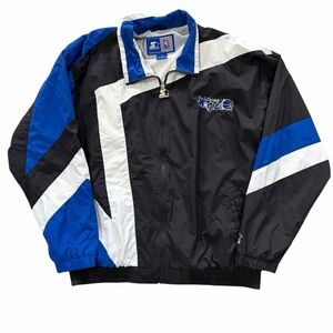 VTG Starter NBA Orlando Magic Windbreaker Zip Up Jacket Mens XL 90s Black Blue